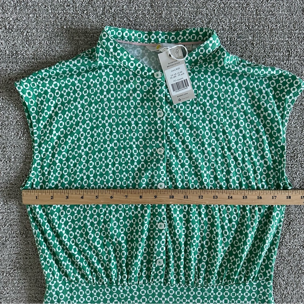 Boden Easy Jersey Shirt Dress J0915 BGR‎ Green Geo US 8R | Cotton Modal - Picture 3 of 6